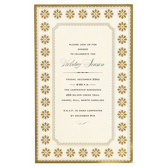 Gold Snowflake Frame Invitations